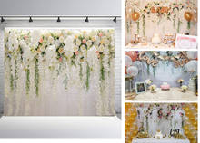 Beipoto cenário para estúdio fotográfico, cortina floral, flores, para decoração de festas de aniversário, chá de panela, mesa de sobremesa 2024 - compre barato