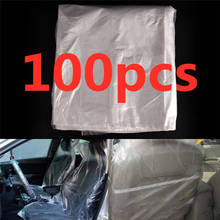 100 pces tampas de assento de carro plástico descartável protetores mecânico valet rolo claro acessórios do carro 2024 - compre barato