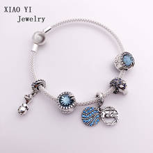 XIAOYI-pulsera con cuentas de Navidad para mujer, joya retro azul, regalo para fiesta, s925 11, 100% 2024 - compra barato