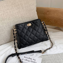 Leather Women's shoulder bags 2021 Thick Chain Quilted bag PU fashion shoulder bag GG rhombic Ladies Hand Bag 2024 - buy cheap