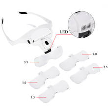 1pcs 1.0X 1.5X 2.0X 2.5X 3.5X Adjustable 5 Lens Loupe LED Light Headband Magnifier Glass Eye Glasses Optical Glass Tool 2024 - buy cheap