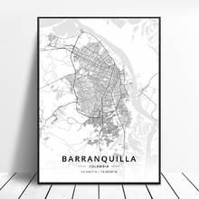 Cuadro de pintura en lienzo para decoración del hogar, cuadro con impresión hd de baranquilla, Bogota, Cartagena, Medellin, Colombia, mapa artístico, póster para habitación 2024 - compra barato