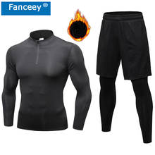 High Collar Winter Thermal Underwear Men Long Johns Men Rashgard Shirt Leggings Warm Sports Compression Underwear Thermo Fleece 2024 - buy cheap