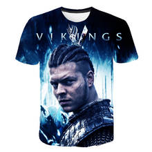 Camiseta con estampado 3D de la serie de TV Vikings para hombre y mujer, ropa de calle Lothbrok Ragnar, moda de cuello redondo, camisetas de gran tamaño de Hip Hop 2024 - compra barato
