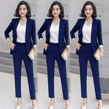 Women's suit 2019 autumn and winter new long-sleeved single button jacket temperament wild trousers two-piece business suit 2024 - buy cheap