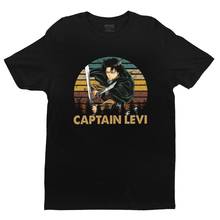 Camiseta de estilo Retro para hombres, camisa de Manga corta con cuello redondo y diseño de ataque japonés a los Titanes, de algodón con estampado de Anime del capitán Levi 2024 - compra barato