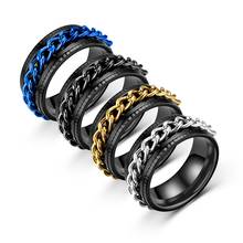 Titanium Stainless Steel Chain Spinner Ring For Men Blue Gold Black Punk Rock Rings Accessories Jewelry Gift Dropshipping 2024 - buy cheap