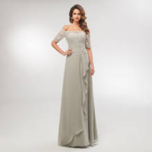 Light Grey Off Shoulder Chiffon Mother of The Bride Dresses Elegant Long Plus Size Vestido De Madrina Lace Evening Gowns 2024 - buy cheap