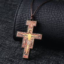 Crucifixo de madeira colares igreja ortodoxa cruz jesus pingente colar para homem religioso presente ajustável corda correntes nc210 2024 - compre barato