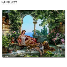 paintboy Oil Painting Lady and Leopard Frameless PicturesDIY Acrylic Painting By Numbers Home Decor Living Room GX5325 40*50cm 2024 - buy cheap