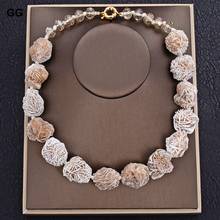 GuaiGuai Jewelry 20'' Natural Desert Rose Selenite Minerals Clusters Pocket Rough Bead Choker Necklace For Women Hyperbole Style 2024 - buy cheap