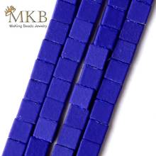 4*4mm Natural Blue Hematite Stone Rubber Matte Squar Beads Space Loose Beads For Jewelry Making Diy Bracelet Jewellery Strand15" 2024 - buy cheap