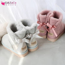 G & zaco botas femininas de neve, luxuosas, lã natural, couro de ovelha, bota de pele de ovelha, plana, arco doce, botas de inverno para mulheres 2024 - compre barato