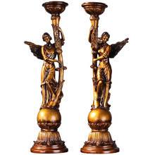 American Retro Candle Holders Resin Angel Gold Candlestick Side Cupboard Wedding Centerpieces Bougeoir Candles Home Decor FC408 2024 - buy cheap