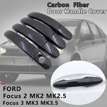 Глянцевый черный чехол из углеродного волокна для дверной ручки, автомобильные аксессуары для Ford Focus 2 MK2 MK2.5 Focus 3 MK3 MK3.5 2004 ~ 2019 2024 - купить недорого