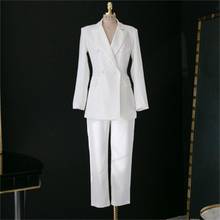 Fashion white suit suit female spring New Europe and America casual Business slim jacket + pants OL two-piece suit 2024 - buy cheap