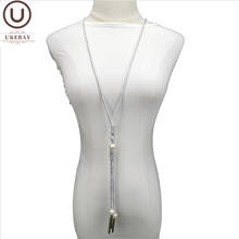 Ukebay-colar longo com borla de pérola, corrente feminina de liga, joias de luxo, casamento, boêmio, artesanal 2024 - compre barato