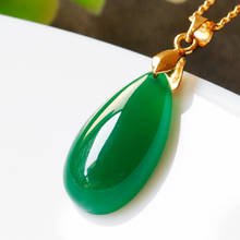 Natural  Green Agate Water Drop Pendant Necklace Jewellery Fashion Accessories Hand-carved Man Woman Lucky Amulet Sweater Chain 2024 - buy cheap