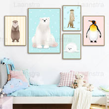 Cute Animal Home Decoration Painting Polar Bear Wolf Poster Otter Penguin Living Room Wall Canvas Poster Children's Room Decor 2024 - buy cheap