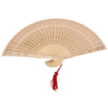 Chinese Japanese Sandalwood Folding Carved Hand Fan Wooden for Wedding Party Summer Occasions Foldable Decorative Fans 2024 - buy cheap