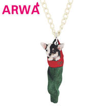 Bonsny Acrylic Christmas Sock Chihuahua Dog Necklace Pendant Chain Animal Jewelry For Women Girls Teen Kid Charms Gift Accessory 2024 - buy cheap