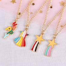 Exquisite fashion creative cartoon star rainbow alloy dripping oil pendant Korean student trend necklace jewelry 2024 - buy cheap