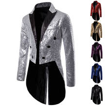 Shiny Gold Suit Blazer Men Sequin Tuxedo Suit Jacket Stage Singer Prom Costume Homme Nightclub Stage Singer Cosplay Oversized 2024 - buy cheap