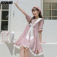 KOSAHIKI Japanese Harajuku Kawaii Pink Dress Women Summer Vintage Short Sleeve Cute Lolita Student's Dresses Preppy Style Robe 2024 - buy cheap