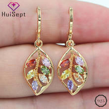 HuiSept Earrings 925 Silver Jewelry with Zircon Gemstone Drop Earrings Accessories for Female Wedding Gifts Wholesale Gold Color 2024 - compre barato