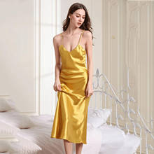 Sexy Long Sleep Dress Satin Rayon Sleepwear Solid Nightie Nightgown Women Nightdress Intemate Lingerie Women Nightwear Bath Gown 2024 - buy cheap
