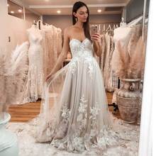 Romantic A Line Wedding Dress 2022 Sweetheart Backless Sexy Sleeveless Lace Applique Bridal Gown Plus Size Robe De Mariee 2024 - buy cheap