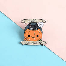 Cartoon Kitty Smiley Pumpkin Lapel Enamel Pins Happy Halloween Brooches Badges Clothes Bag Pins Jewelry Gifts For kids friends 2024 - buy cheap