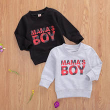 NEW 2020 Autumn Toddler Baby Boys Long Sleeve Sweatshirts Round Neck Mama's Boy Letter Printed Casual Pullover Tops Hoodies 0-3Y 2024 - buy cheap