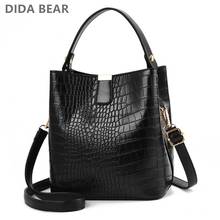 Dida bear crocodilo crossbody saco para as mulheres ombro mensageiro sacos de mulher retro jacaré balde sacos de couro bolsa de luxo 2024 - compre barato