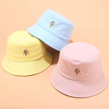 Chapéu de verão feminino, chapéu casual para meninas, de algodão doce, chapéu de pescador, bordado, topo reto, chapéu de sol para pesca, panamá 2024 - compre barato