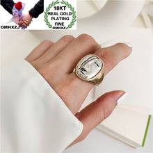 OMHXZJ Wholesale RR1225 European Fashion Fine Woman Girl Party Birthday Wedding Vintage Gift Mask Geometric 18KT White Gold Ring 2024 - buy cheap