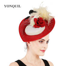 Estilo vintage de poliéster, chapéu fascinator para mulheres, festa de casamento, igreja, com flor, faixa de cabeça 2024 - compre barato