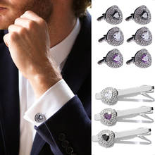 Men's Formal Dress Business Tie Clip Cufflink French Style Wedding   Groom Jewelry Gifts Rhinestone Shirt Tie Clips Cuff Links 2024 - buy cheap