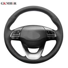 Black Artificial Leather DIY Hand-stitched Car Steering Wheel Cover for Hyundai Kona 2017 2018 2019 2024 - buy cheap