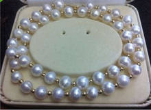 Ожерелье из белого натурального жемчуга AKOYA AAA + 9-10 мм, Золотая застежка 18 дюймов, 14 дюймов 2024 - купить недорого