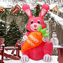 Happy Easter Decor 1.2M LED Light Rabbit Cute Bunny Ornament Garden Home Outdoor Inflatable Toys Giant Easter Decoration 2024 - buy cheap