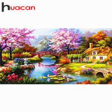 Huacan 5d kit de decoração para casa, faça você mesmo, pintura de diamante, paisagem, quadrado completo/redondo, mosaico de bordados 2024 - compre barato