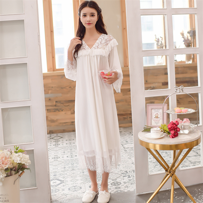 Hanxiuju Princess Royal Elegant Long Nightgowns For Women