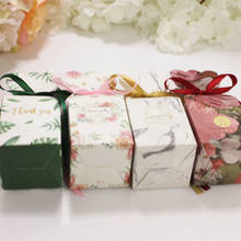 Caixa de presentes com design de mármore, recipiente para casamento, chá de bebê, decoração de festa de aniversário, lembrancinhas de flores, peças 2024 - compre barato