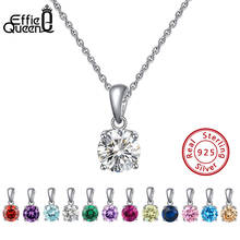 Effie Queen-collar con colgante de plata de ley 925 auténtica para mujer, piedra de nacimiento de la suerte, circonitas multicolor, aretes collares, joyería para mujer BN118 2024 - compra barato