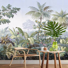 Papel tapiz 3D personalizado de estilo europeo, pintado a mano, bosque de lluvia, plátano, árbol de coco, Mural, sala de estar, Fondo de entrada, pared de fotos 2024 - compra barato