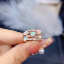 Anel luxuoso de opala s925, anel de prata com pedras preciosas naturais para meninas e mulheres, presente de festa, joias finas 2024 - compre barato