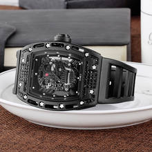 Reloj Hombre Reloj de cuarzo para hombre, reloj de pulsera militar de silicona con esfera de barril de vino y Diamante, reloj deportivo genuino con esfera esmerilada 3D 2024 - compra barato