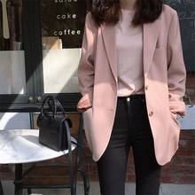 GOOHOJIO 2020 New pink Chic Blazer Women Long Sleeve Office Ladies Blazer Autumn Jackets Outerwear Single Breasted Coats Women 2024 - buy cheap