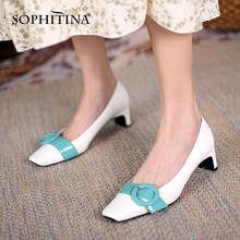 Sophitina sapatos femininos de couro artesanal, calçados quadrados para mulheres, em cores mistas, com fivela para cinto, casual e para primavera do280 2024 - compre barato